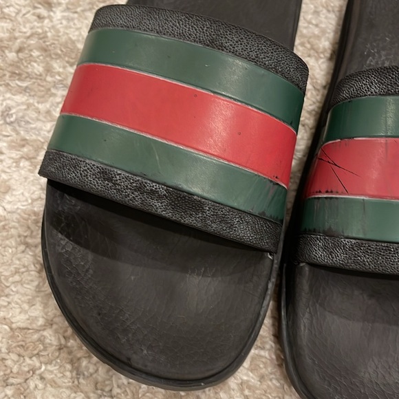 GUCCI MENS WEB RUBBER SLIDE SANDAL size 9 G - Picture 12 of 13